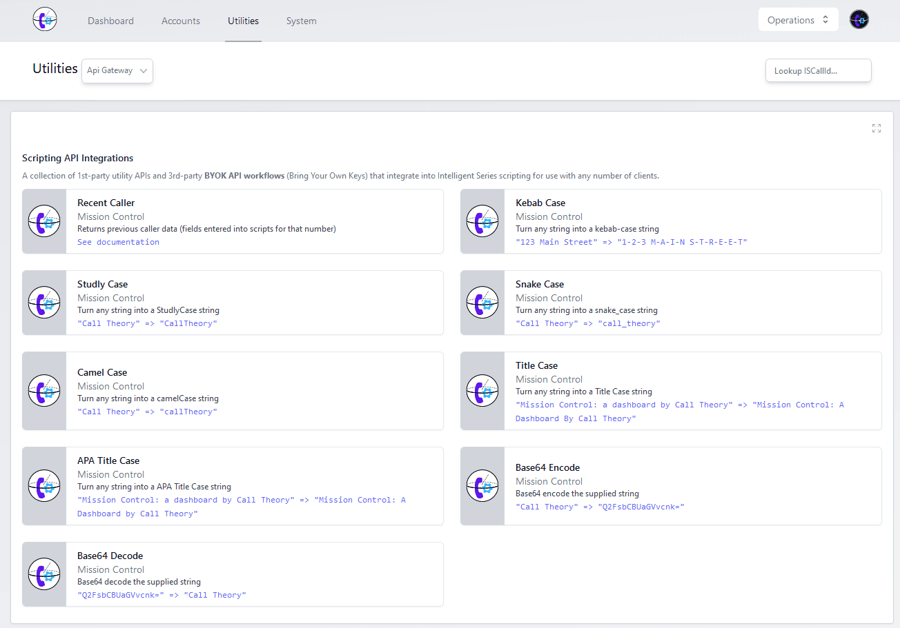 API gateway showing different endpoints for utility processing